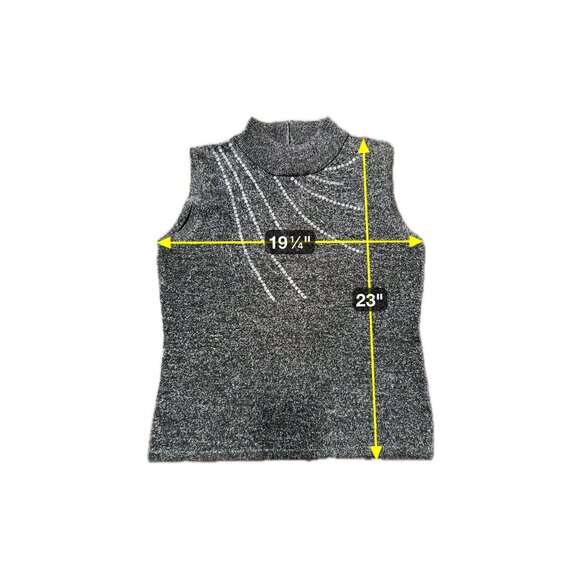 High Point Sleeveless Mock Neck Sparkle Metallic Top Sequin Detail Sz Large - Picture 6 of 7